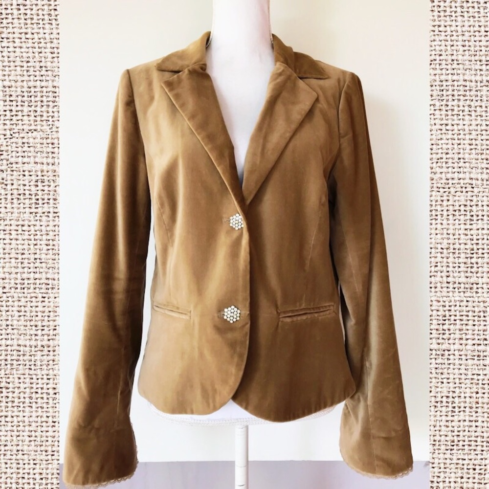 Old Navy Velveteen Blazer Jacket Taupe Brown